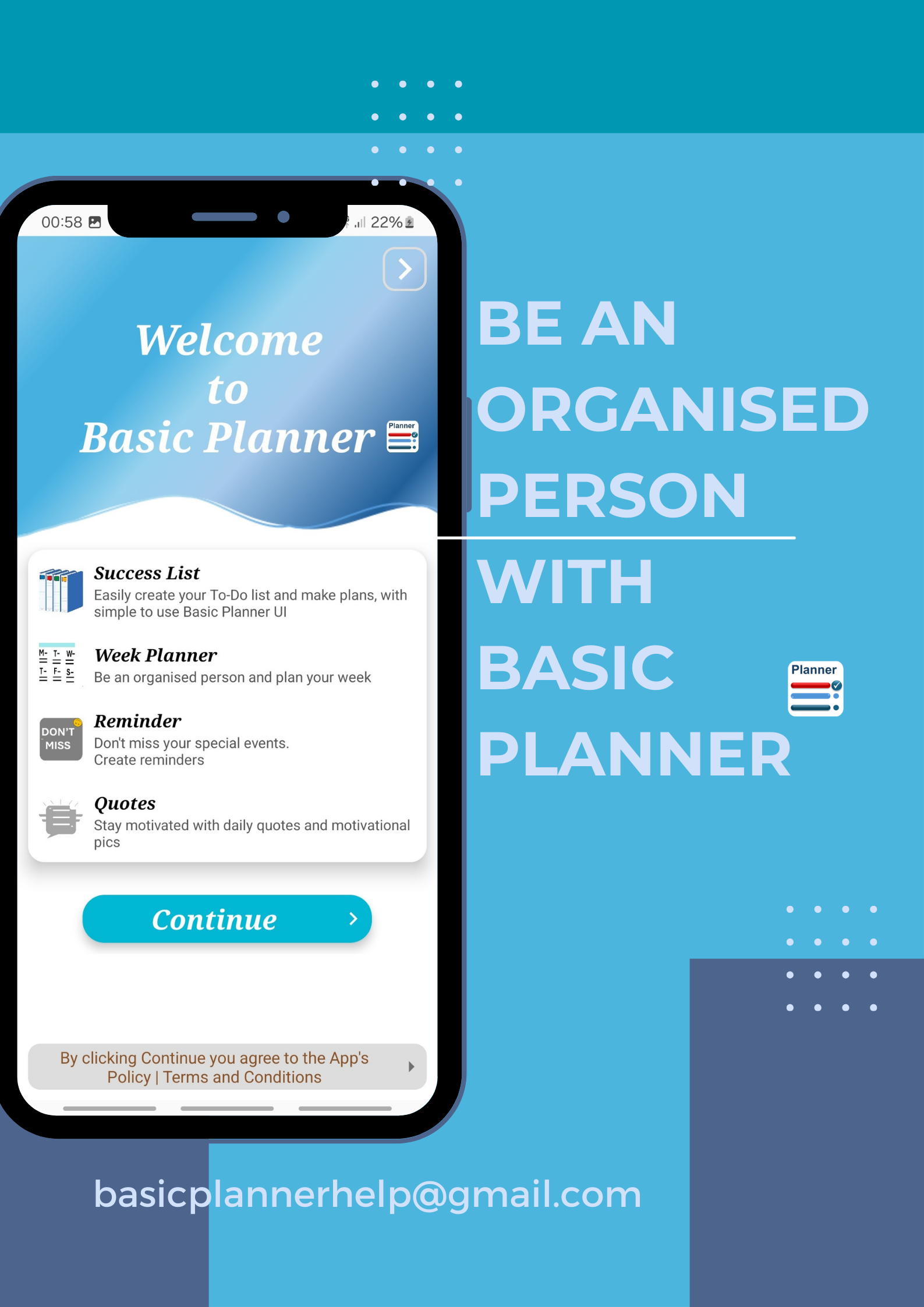 Basic Planner screen 2