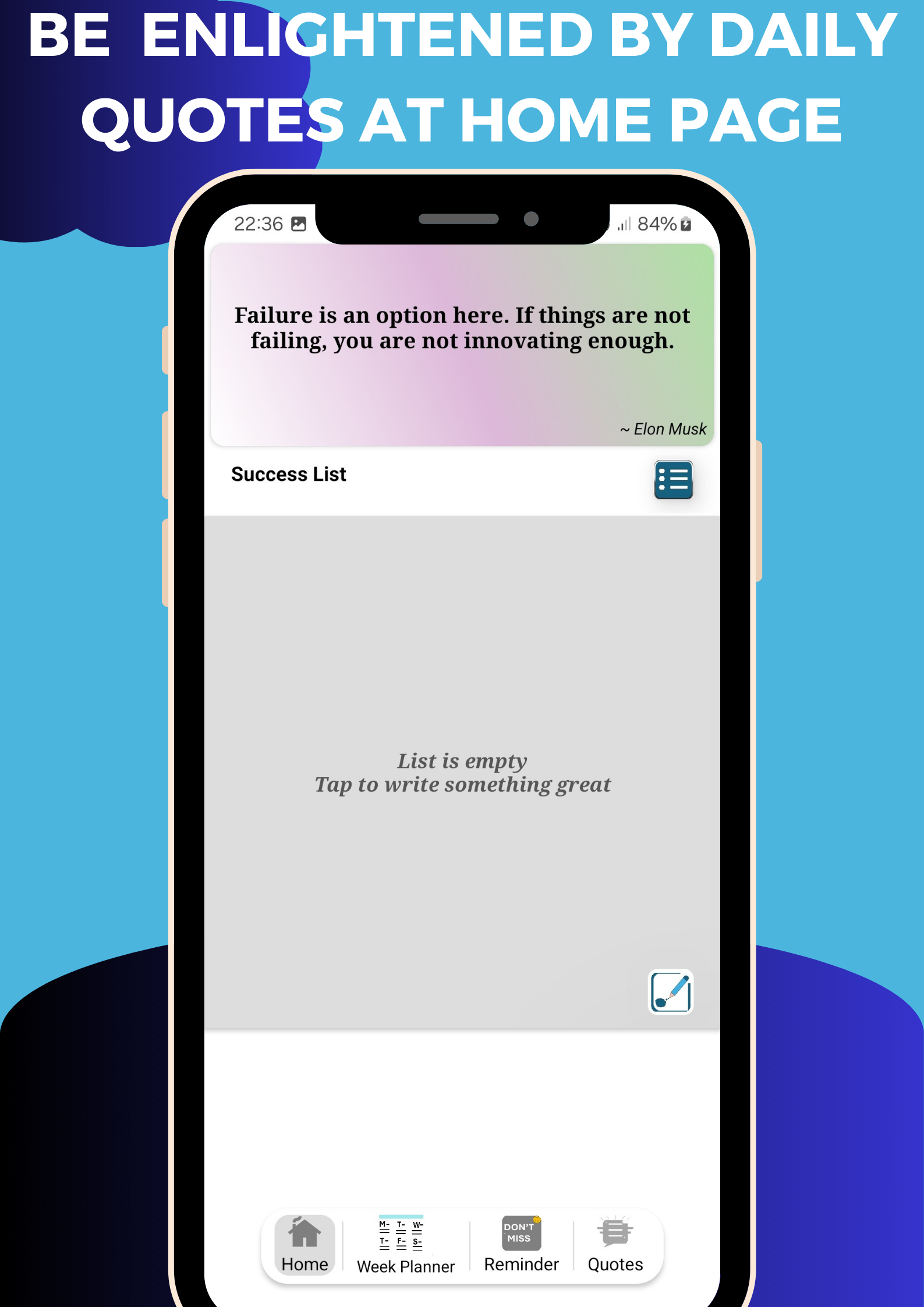 Basic Planner screen 3
